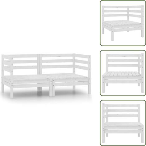 Sofá de exterior - vidaXL Sofás de esquina de jardín 2 uds blanco madera maciza de pino - Sofá de jardín blanco