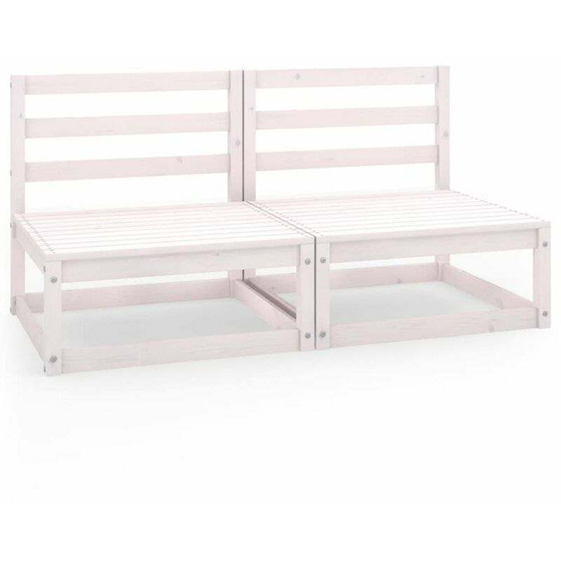 

Happyshopping - Sofa de jardin 2 plazas blanco madera maciza pino