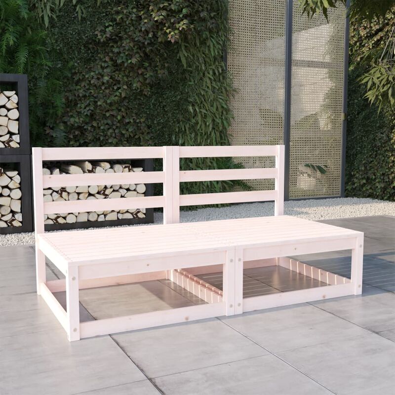 

Sofá de jardín 2 plazas blanco madera maciza pino