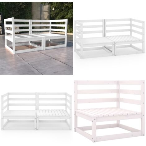 Sofá de jardín 2 plazas blanco madera maciza pino - Sofá de exterior - Sofá de madera
