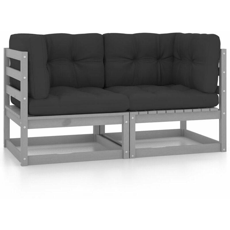 

Sofa de jardin 2 plazas con cojines madera maciza de pino