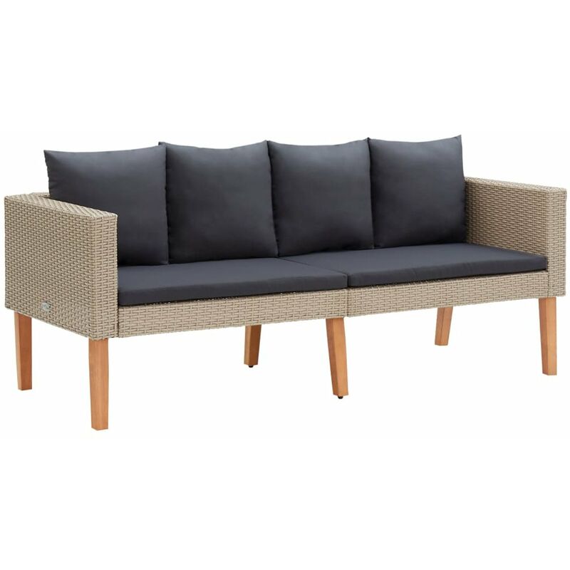 

Sofa de jardin 2 plazas con cojines ratan sintetico beige