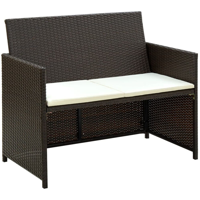 

Sofa de jardin 2 plazas con cojines ratan sintetico marron