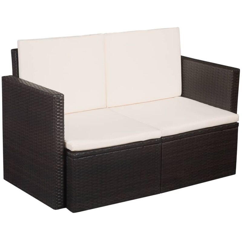 

Sofa de jardin 2 plazas con cojines ratan sintetico marron