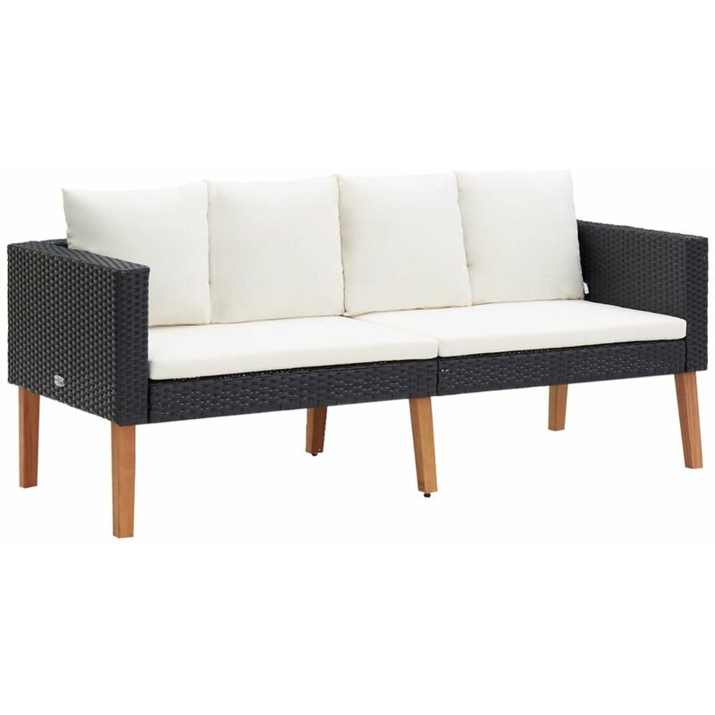 

Sofa de jardin 2 plazas con cojines ratan sintetico negro