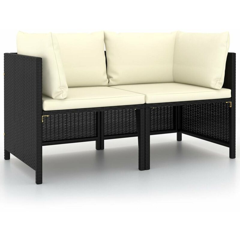 

Sofa de jardin 2 plazas con cojines ratan sintetico negro