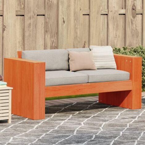 Sofá de jardín 2 plazas madera de pino marrón cera 134x60x62 cm vidaXL