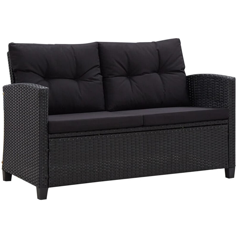 

Sofa de jardin 2 plazas y cojines ratan sintetico negro 124 cm