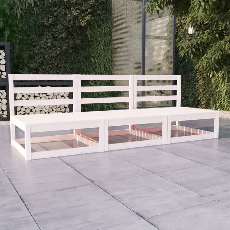 

Sofá de jardín 3 plazas blanco madera maciza pino