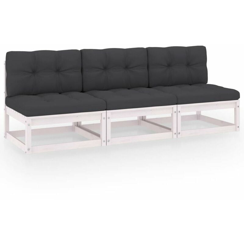 

Sofa de jardin 3 plazas con cojines madera maciza de pino