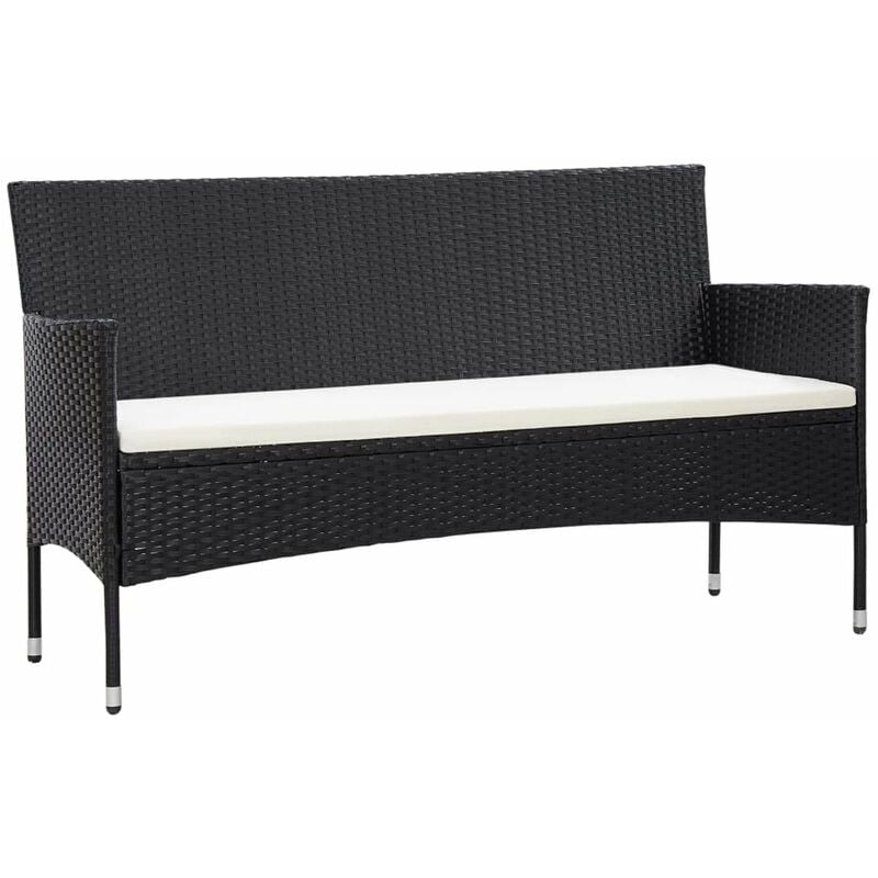 

Sofa de jardin 3 plazas con cojines ratan sintetico negro