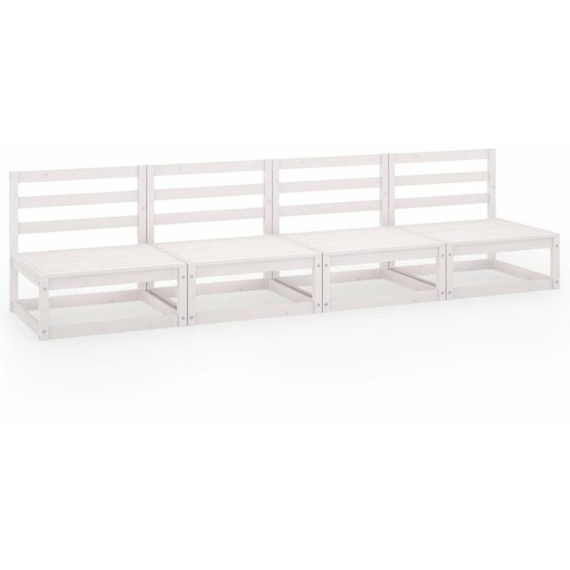 

Happyshopping - Sofa de jardin 4 plazas blanco madera maciza pino