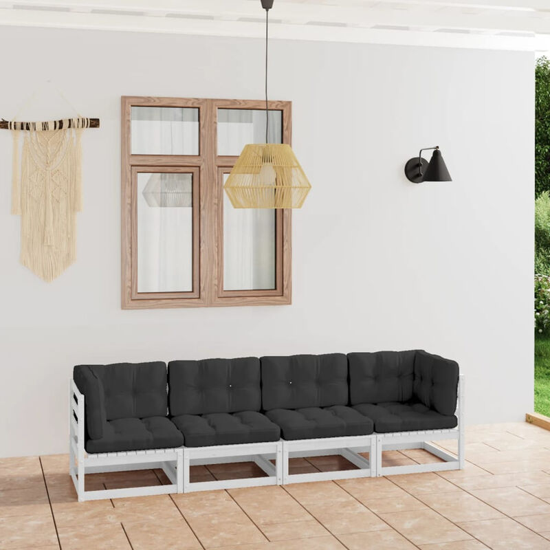 

Sofa de jardin 4 plazas con cojines madera maciza de pino