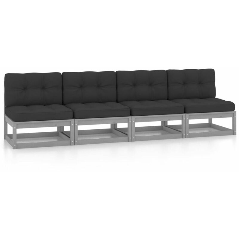 

Sofa de jardin 4 plazas con cojines madera maciza de pino