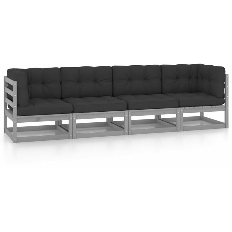 

Sofa de jardin 4 plazas con cojines madera maciza de pino