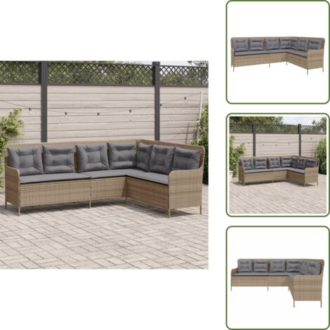 Sofá de jardín con cojines - vidaXL Sofá de jardín en forma de L con cojines ratán sintético beige - Sofá de jardín beige