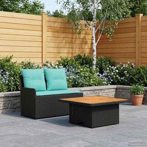 Sofá de Jardín con Reposabrazos y Mesa Elevable 2 Pieza