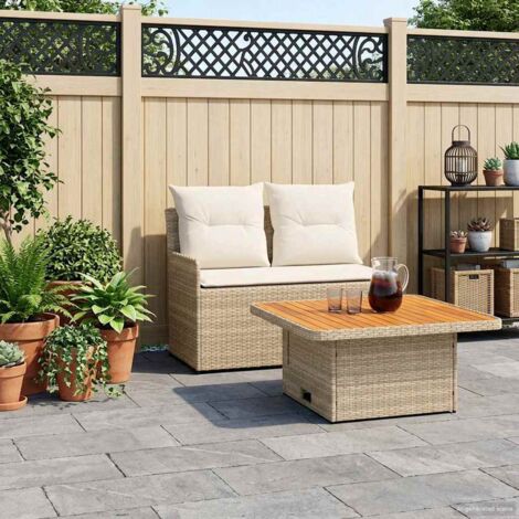 Sofá de Jardín con Reposabrazos y Mesa Elevable 2 Pieza