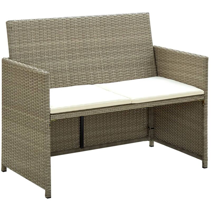 

vidaXL Sofá de jardín de 2 plazas con cojines ratán sintético beige - Beige