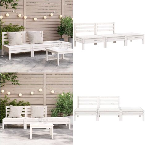 Sofá de jardín de 3 plazas madera maciza de pino blanco - Sofá de exterior - Madera maciza