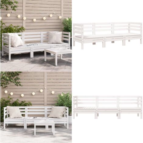 Sofá de jardín de 3 plazas madera maciza de pino blanco - Sofá de exterior - Madera maciza