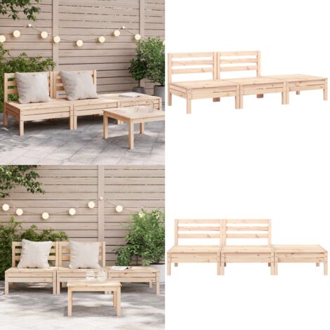 Sofá de jardín de 3 plazas madera maciza de pino - Sofá de exterior - Madera maciza