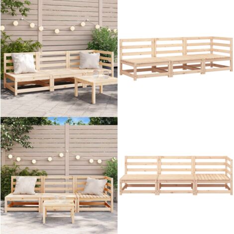 Sofá de jardín de 3 plazas madera maciza de pino - Sofá de exterior - Madera maciza