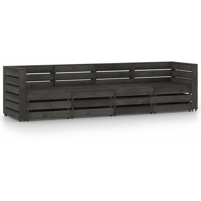 

Sofa de jardin de 4 plazas madera de pino impregnada gris