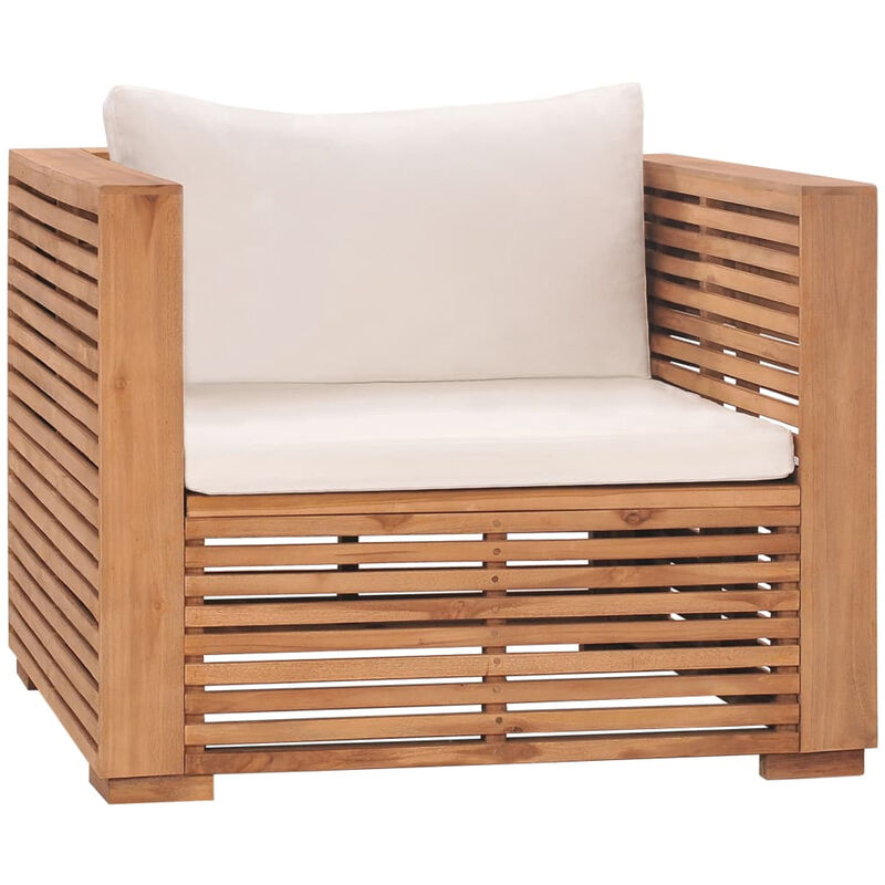 

Sofa de jardin de madera maciza teca con cojines color crema