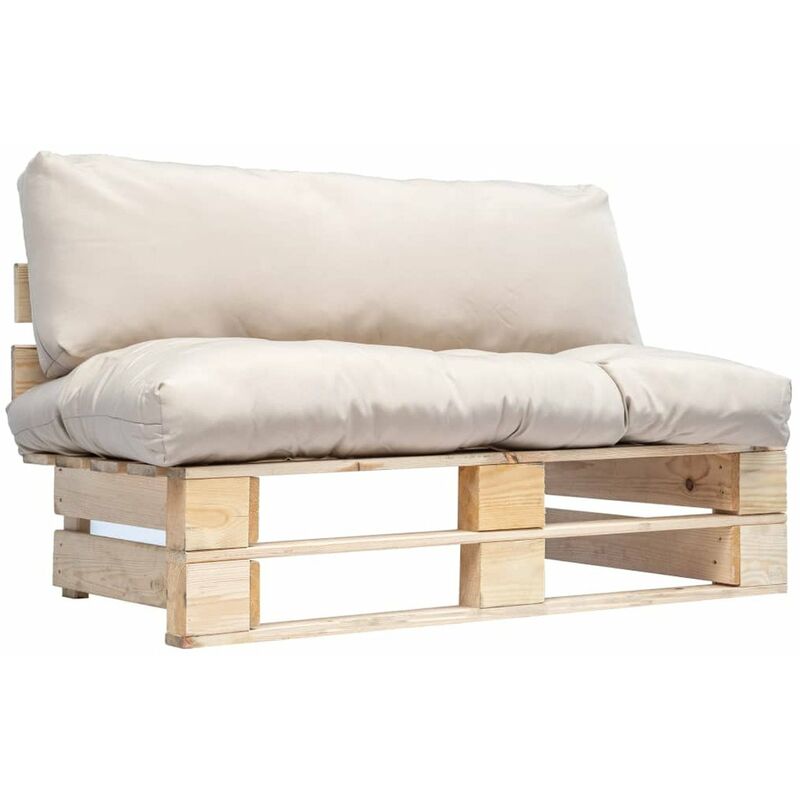 

Happyshopping - Sofa de jardin de pales cojines color arena madera de pino