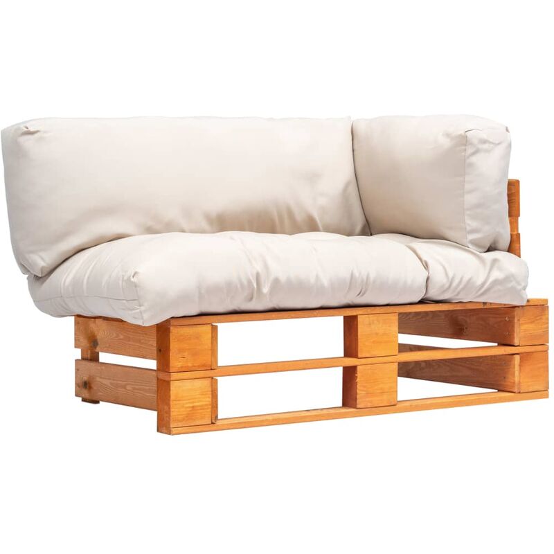 

vidaXL Sofá de jardín de palés cojines color arena madera de pino - Beige