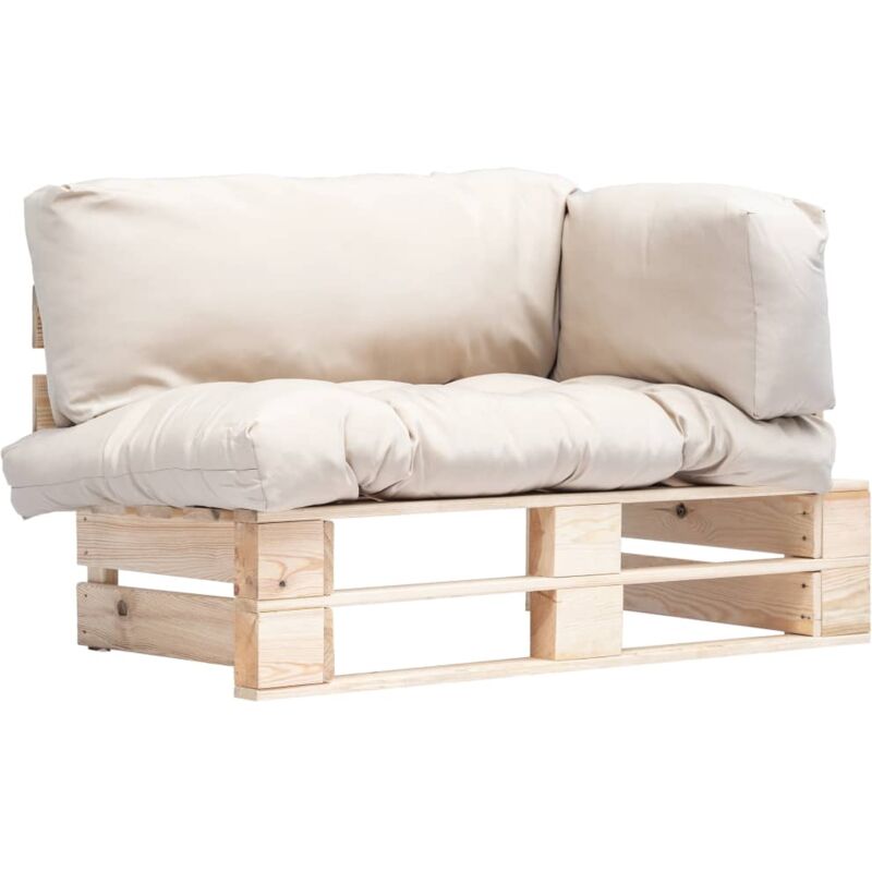 

vidaXL Sofá de jardín de palés cojines color arena madera de pino - Beige