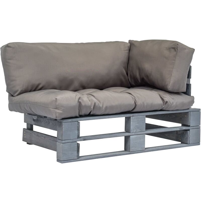 

Sofa de jardin de pales cojines grises madera de pino