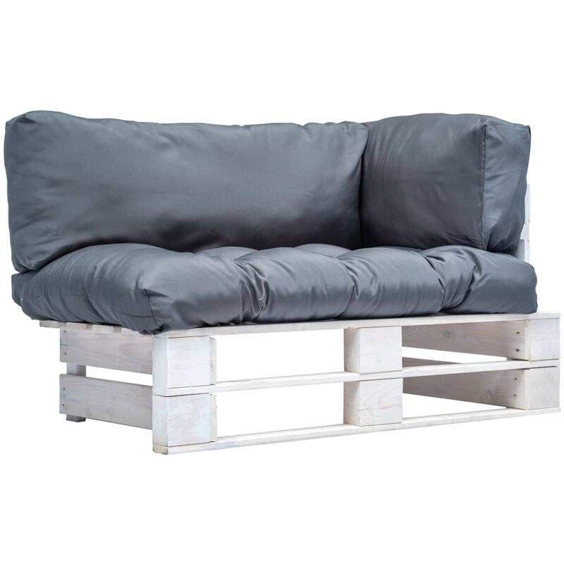 

Sofa de jardin de pales cojines grises madera de pino