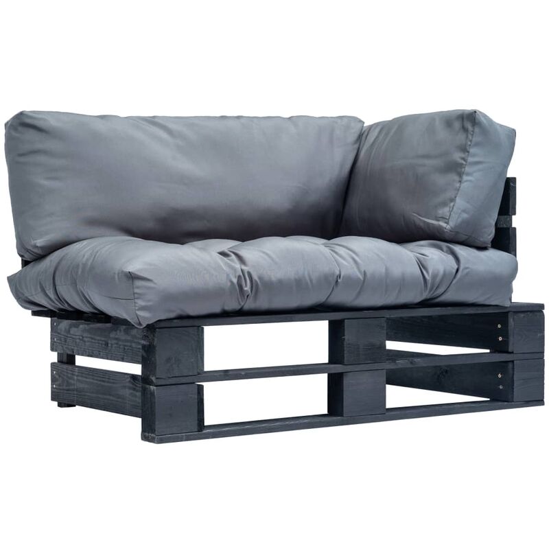 

Sofa de jardin de pales cojines grises madera de pino