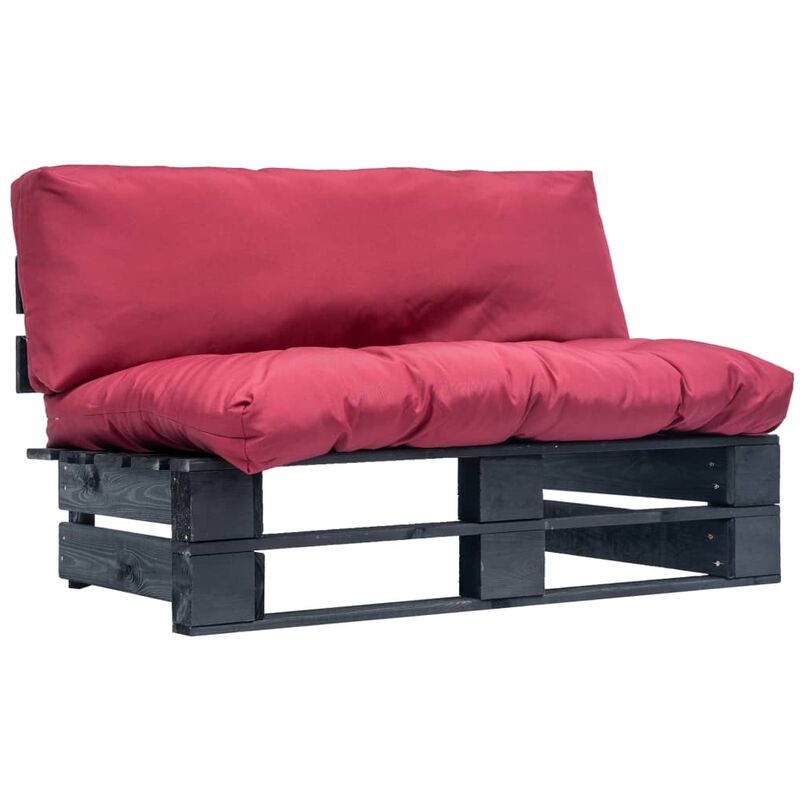 

Sofa de jardin de pales cojines rojos madera de pino