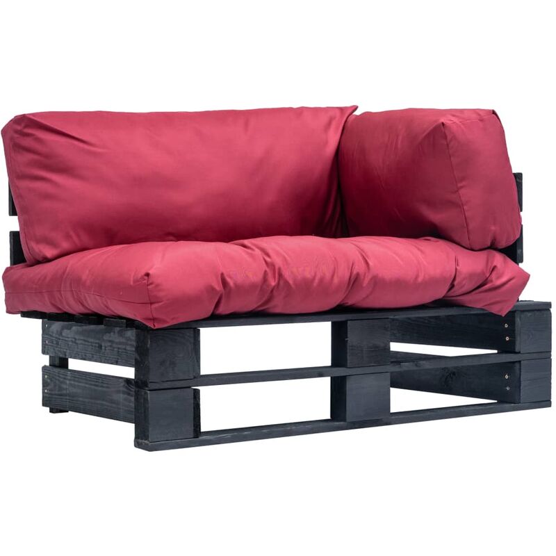 

Sofa de jardin de pales cojines rojos madera de pino