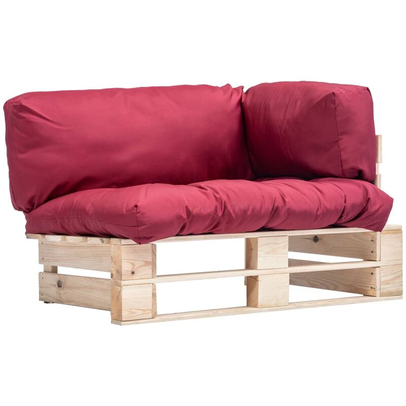 

Happyshopping - Sofa de jardin de pales cojines rojos madera de pino