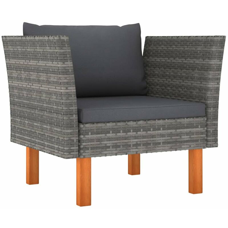 

Sofa de jardin de ratan sintetico y madera maciza de eucalipto