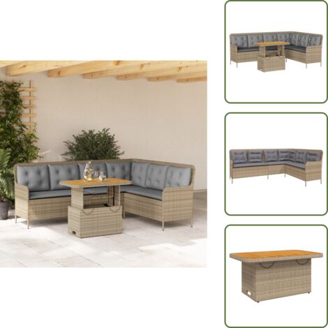 Sofá de jardín en forma de L - vidaXL Set de sofás de jardín 2 pzas y cojines ratán sintético marrón - Mesa de jardín