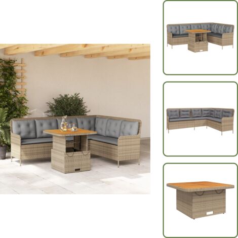Sofá de jardín en forma de L - vidaXL Set de sofás de jardín 2 pzas y cojines ratán sintético marrón - Mesa de jardín