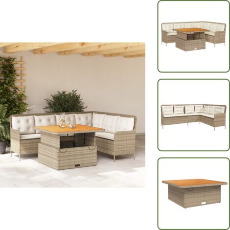 Sofá de jardín en forma de L - vidaXL Set de sofás de jardín 2 pzas y cojines ratán sintético marrón - Mesa de jardín