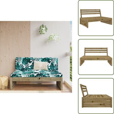 Sofá de jardín madera - vidaXL Sofá central de jardín madera de pino impregnada 120x80 cm - Sofá de jardín con listones