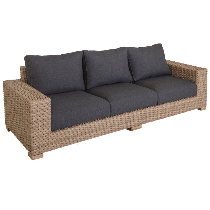 

Sofá de jardín Saba de 3 plazas marrón de rattán sintético de 88x248x74 cm