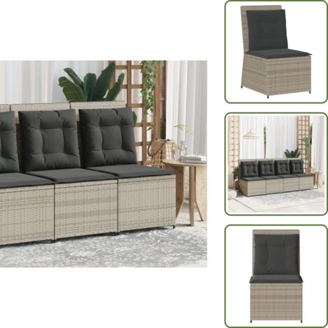 Sofá de jardín - vidaXL Sillón reclinable de jardín con cojines ratán sintético gris - Asiento exterior