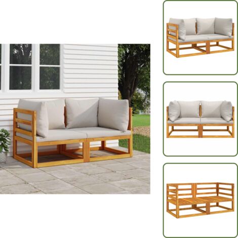 Sofá de jardín - vidaXL Sofás modulares esquina 2 uds madera acacia cojines gris claro - Sofá modular