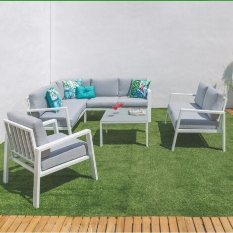 Sofá de jardín y Exterior Blanco de Aluminio para terraza Garden -