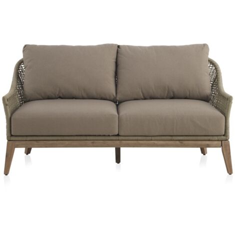 Sofa De Madera De Acacia Y Trenzado En Cuerda Capuchino Con Cojines Coleccion Atesso