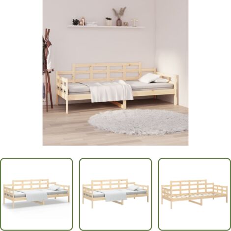 Sofá de madera -  Sofá cama madera maciza de pino 90x190 cm