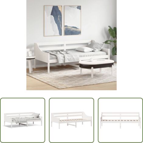 Sofá de madera -  Sofá cama sin colchón madera maciza de pino blanco 80x200 cm